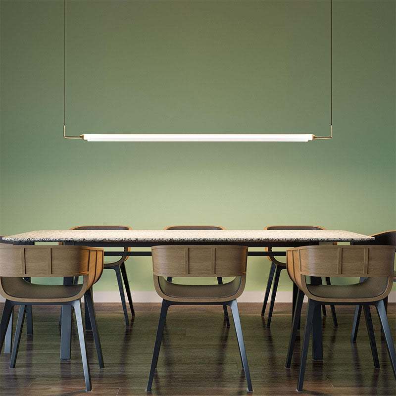 Acrylic 2-Light Island Light in Modern Simplicity Metal Linear LED Pendant Light in White