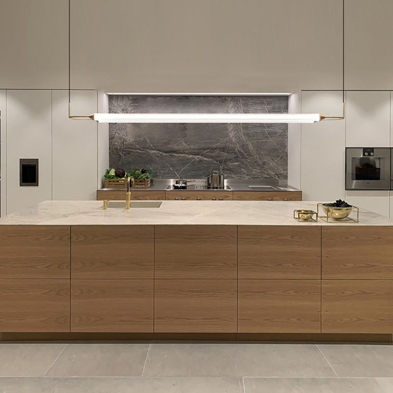 Acrylic 2-Light Island Light in Modern Simplicity Metal Linear LED Pendant Light in White