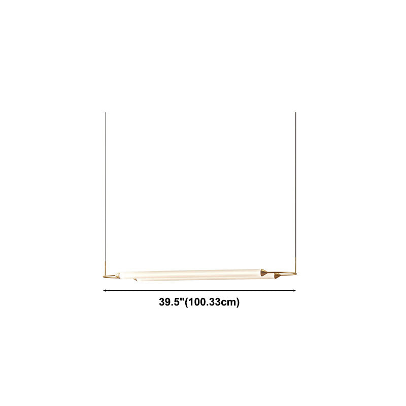 Acrylic 2-Light Island Light in Modern Simplicity Metal Linear LED Pendant Light in White