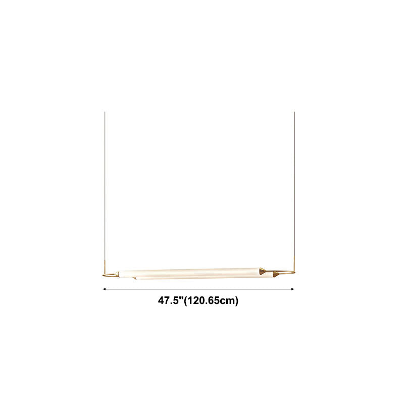 Acrylic 2-Light Island Light in Modern Simplicity Metal Linear LED Pendant Light in White