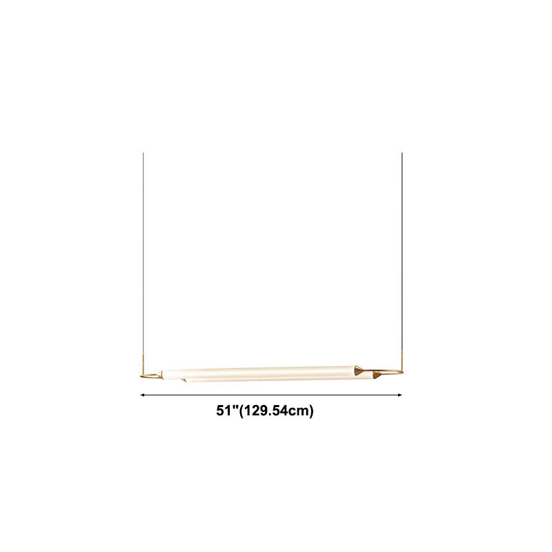 Acrylic 2-Light Island Light in Modern Simplicity Metal Linear LED Pendant Light in White