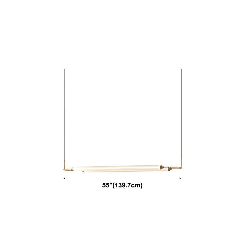 Acrylic 2-Light Island Light in Modern Simplicity Metal Linear LED Pendant Light in White