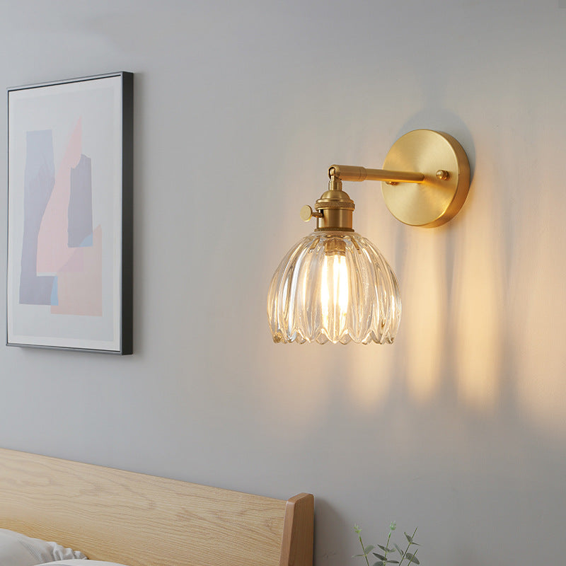 Modern Creative 1-Light Wall Light Geometric Glass Wall Lamp in Gold