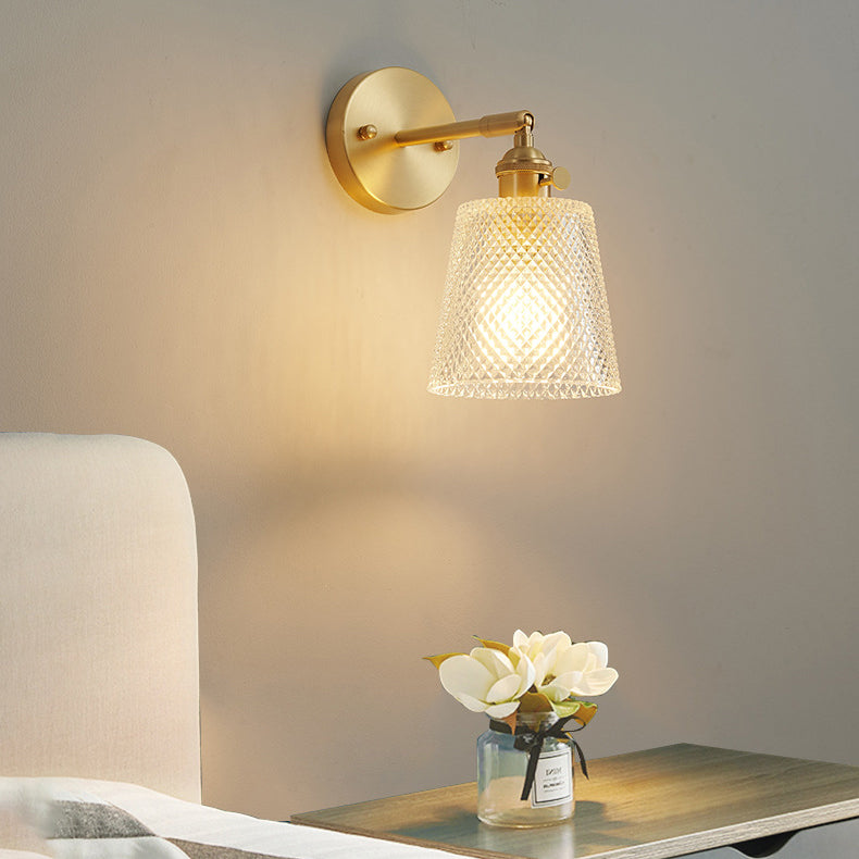 Modern Creative 1-Light Wall Light Geometric Glass Wall Lamp in Gold