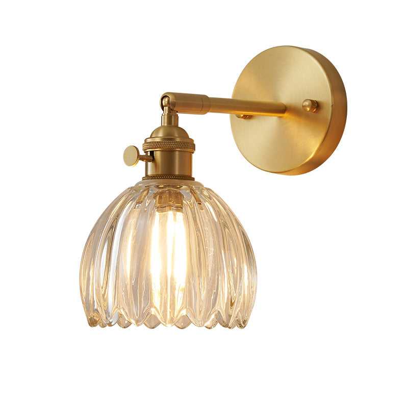 Modern Creative 1-Light Wall Light Geometric Glass Wall Lamp in Gold