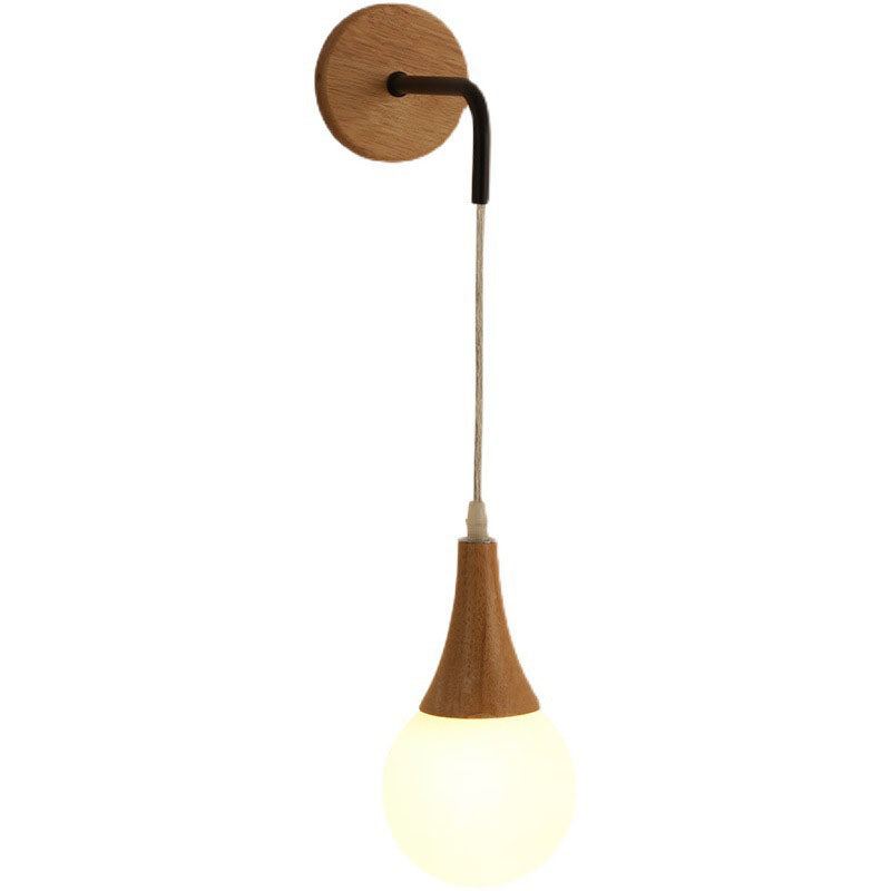 Modern Creative 1-Light Wall Lamp Wooden Geometric Wall Light for Bedroom