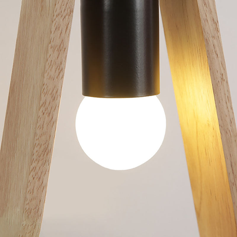 Modern Creative 1-Light Wall Lamp Wooden Geometric Wall Light for Bedroom
