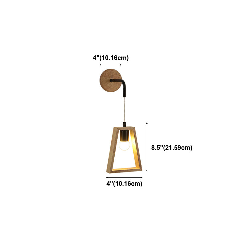 Modern Creative 1-Light Wall Lamp Wooden Geometric Wall Light for Bedroom