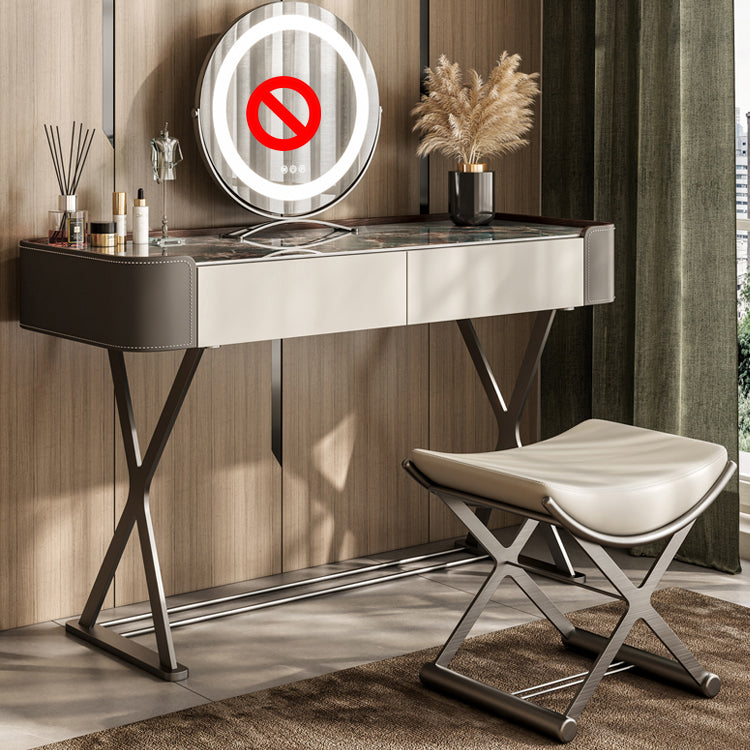 Dresser Makeup Counter With 2 Storage Drawers and Stool for Bedroom