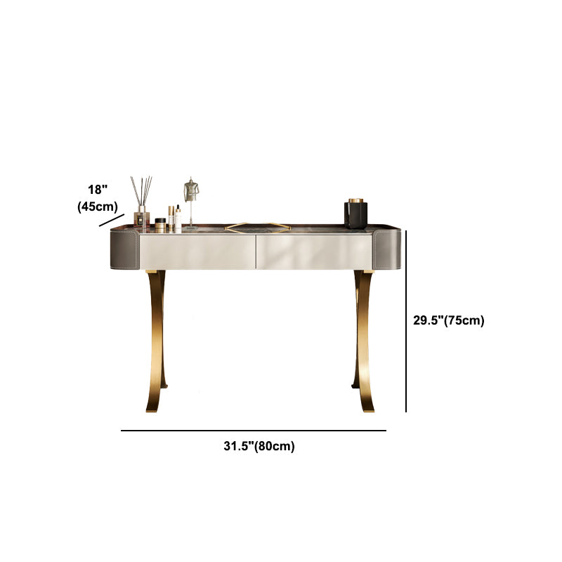Dresser Makeup Counter With 2 Storage Drawers and Stool for Bedroom