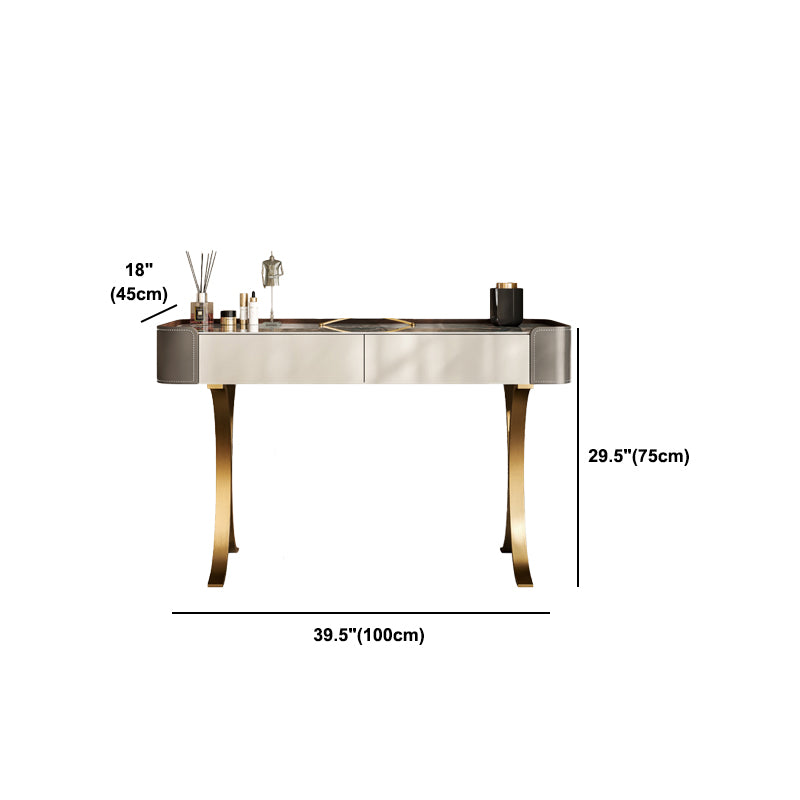 Dresser Makeup Counter With 2 Storage Drawers and Stool for Bedroom