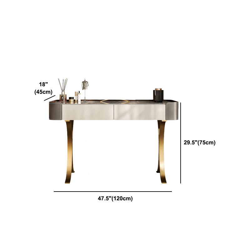 Dresser Makeup Counter With 2 Storage Drawers and Stool for Bedroom