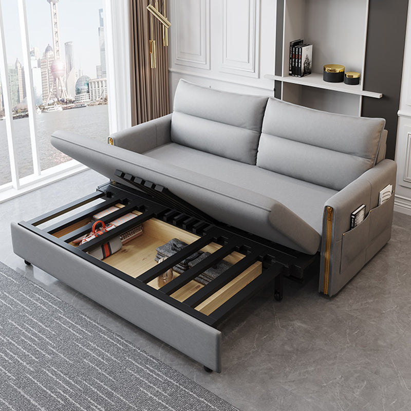 Stain Resistant Faux Leather Contemporary Bed Sofa Couch in Grey