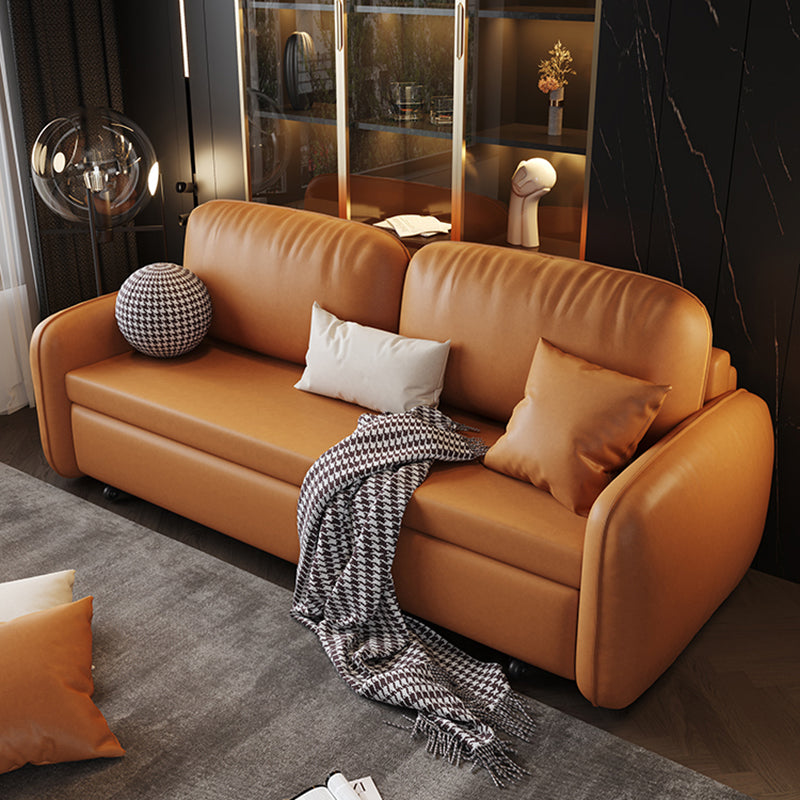 Stain Resistant Faux Leather Contemporary Square Arm Bed Sofa Couch