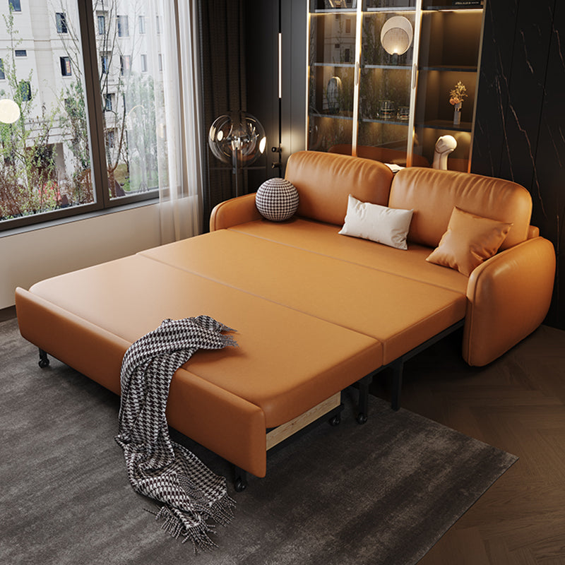 Stain Resistant Faux Leather Contemporary Square Arm Bed Sofa Couch