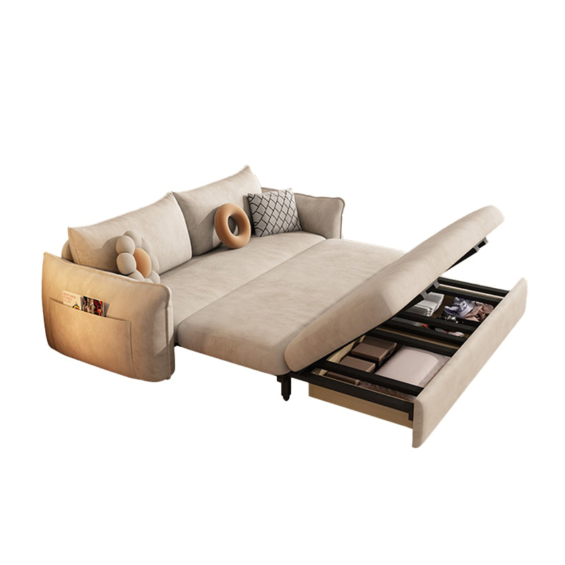 Convertible Faux Leather Contemporary Square Arm Bed Settee in Grey