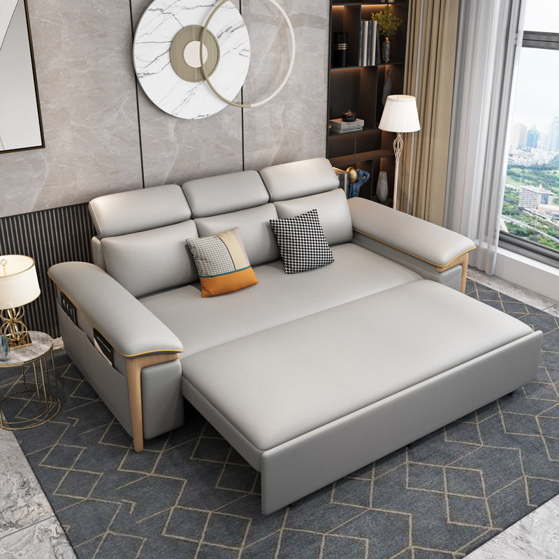 Faux Leather Stain Resistant Contemporary Bed Settee in Gray