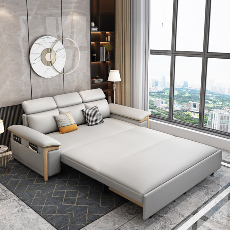 Faux Leather Stain Resistant Contemporary Bed Settee in Gray