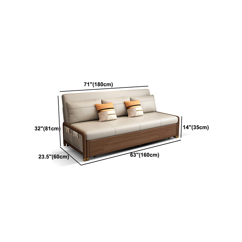 Armless Contemporary Faux Leather Convertible Bed Settee with 2 Pillows