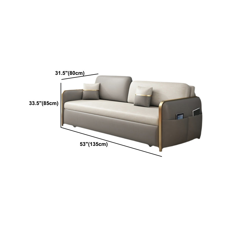 Modern 33.4" H Faux Leather Square Arm Sofa Bed For Living Room