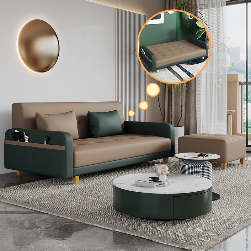 30.7" H Faux Leather Square Arm Tufted Sofa Bed For Living Room