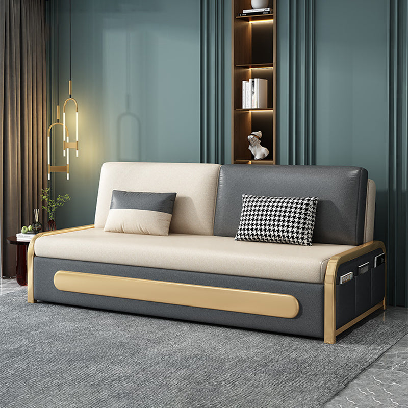 Modern 33.4" H Faux Leather Armless Sofa Bed For Living Room