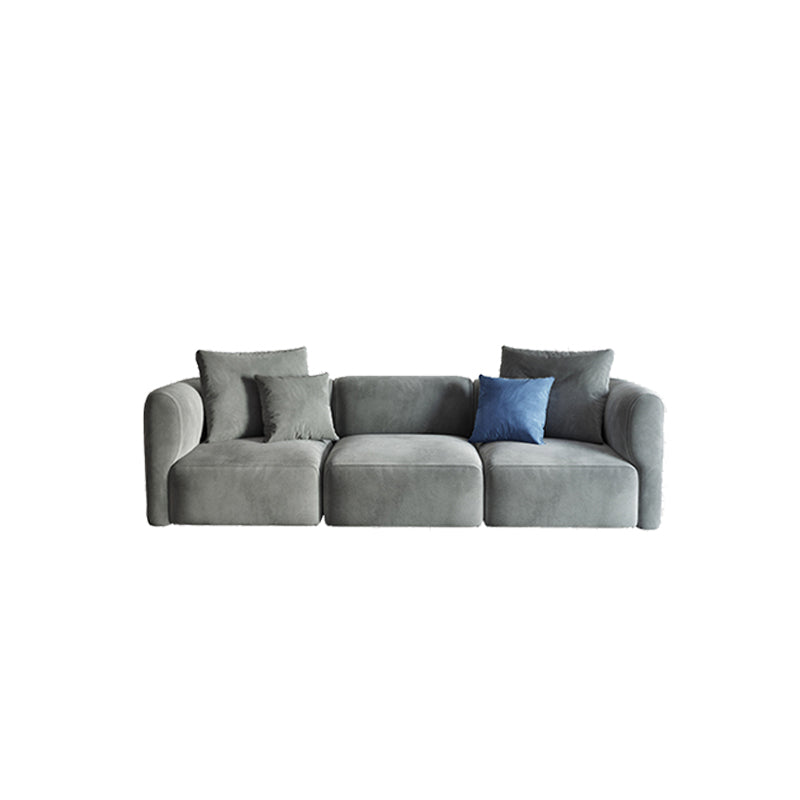 Nordic Style Velvet Sectional 27.56" H Sofa & Chaise in White/Grey