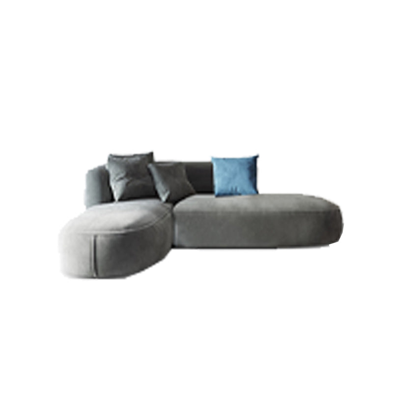 Nordic Style Velvet Sectional 27.56" H Sofa & Chaise in White/Grey