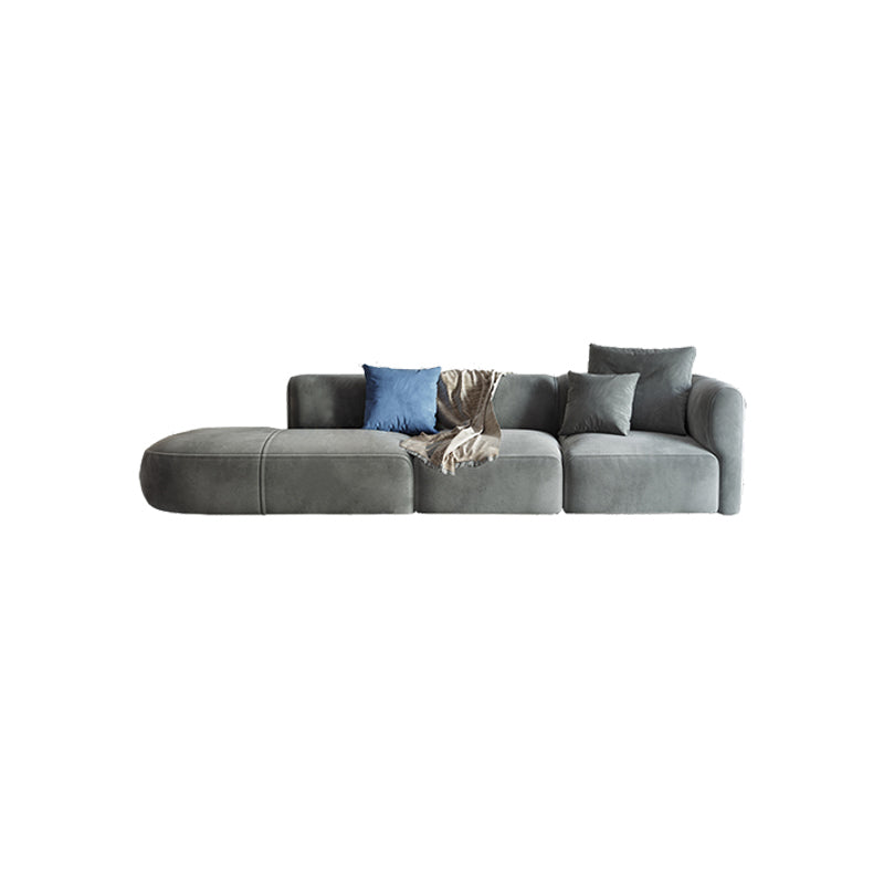 Nordic Style Velvet Sectional 27.56" H Sofa & Chaise in White/Grey