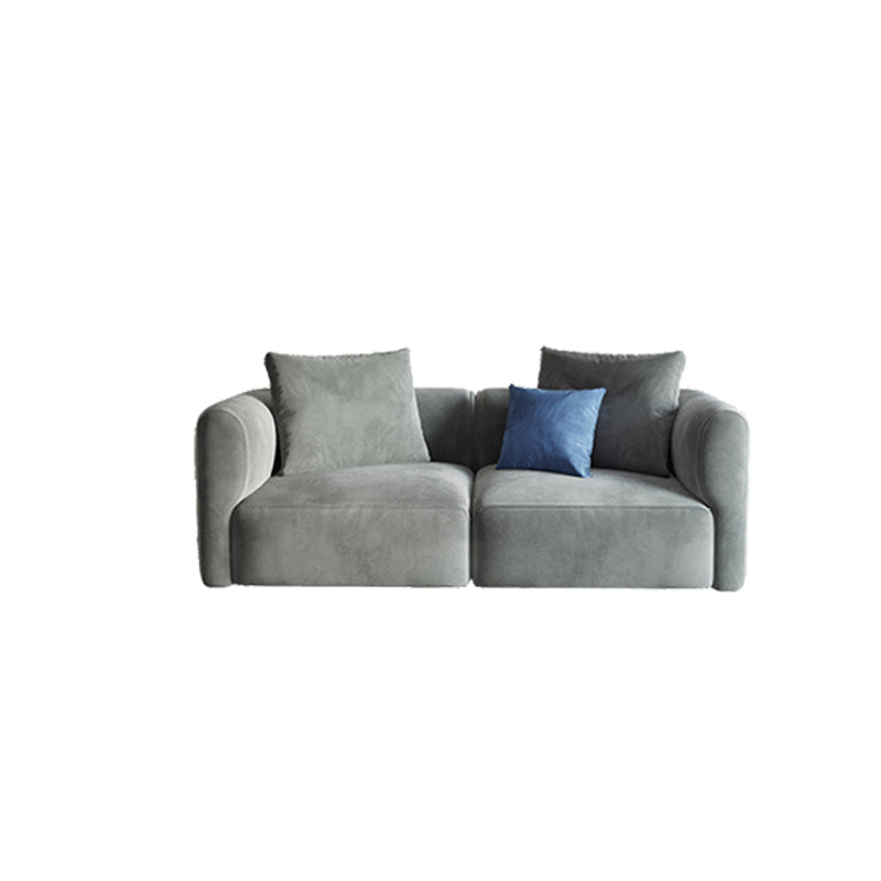 Nordic Style Velvet Sectional 27.56" H Sofa & Chaise in White/Grey