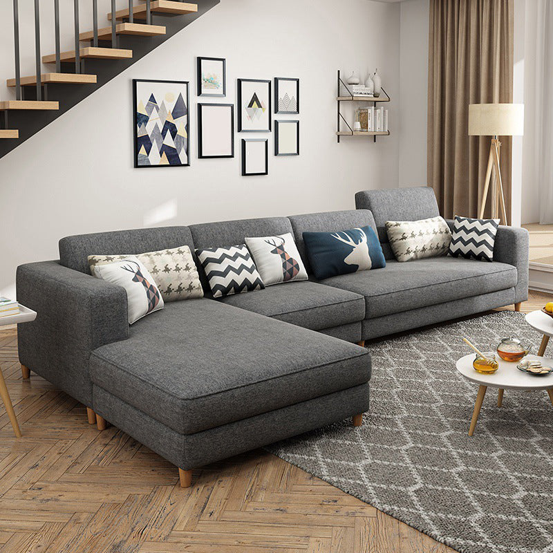 Washable Linen Sectional 129.92" L Square Arm Sectional for Living Room