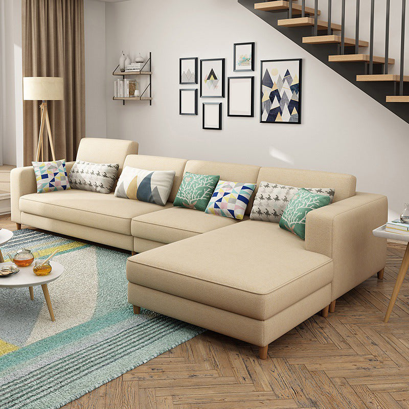 Washable Linen Sectional 129.92" L Square Arm Sectional for Living Room