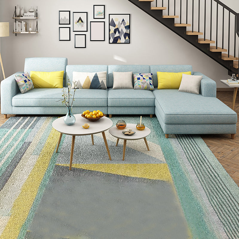 Washable Linen Sectional 129.92" L Square Arm Sectional for Living Room