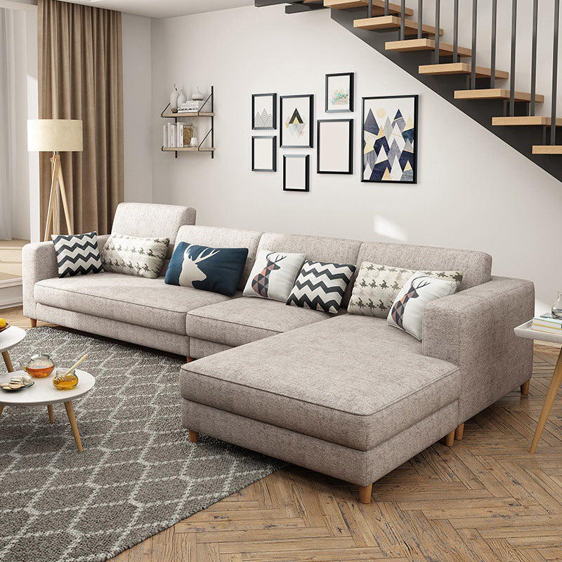 Washable Linen Sectional 129.92" L Square Arm Sectional for Living Room