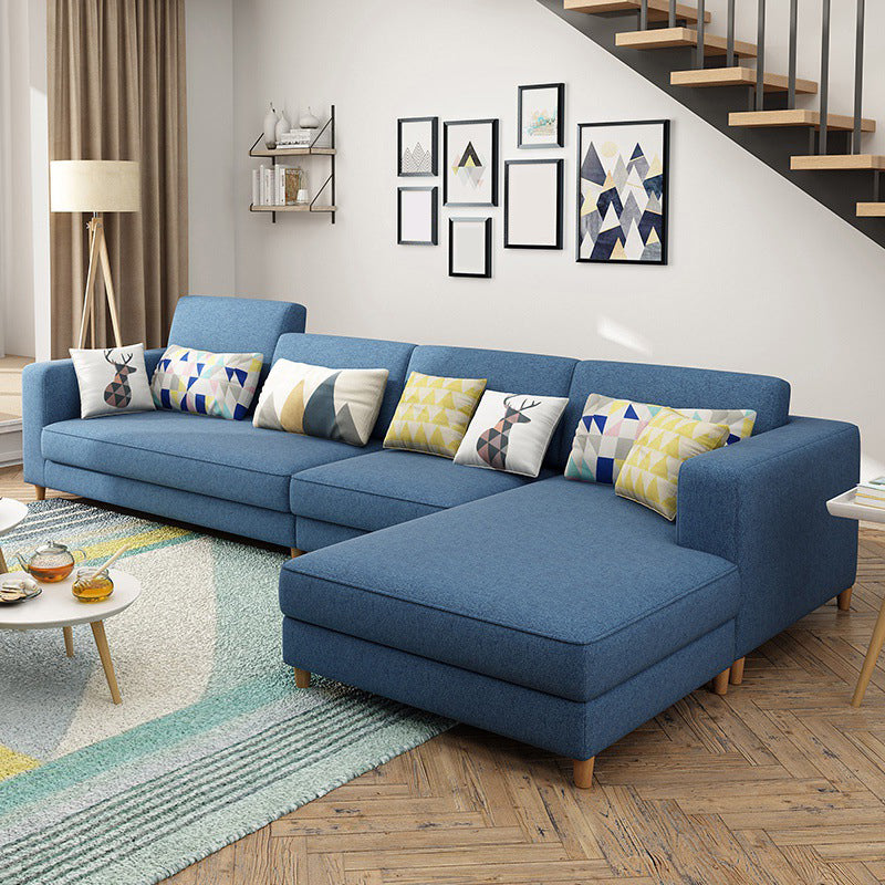 Washable Linen Sectional 129.92" L Square Arm Sectional for Living Room