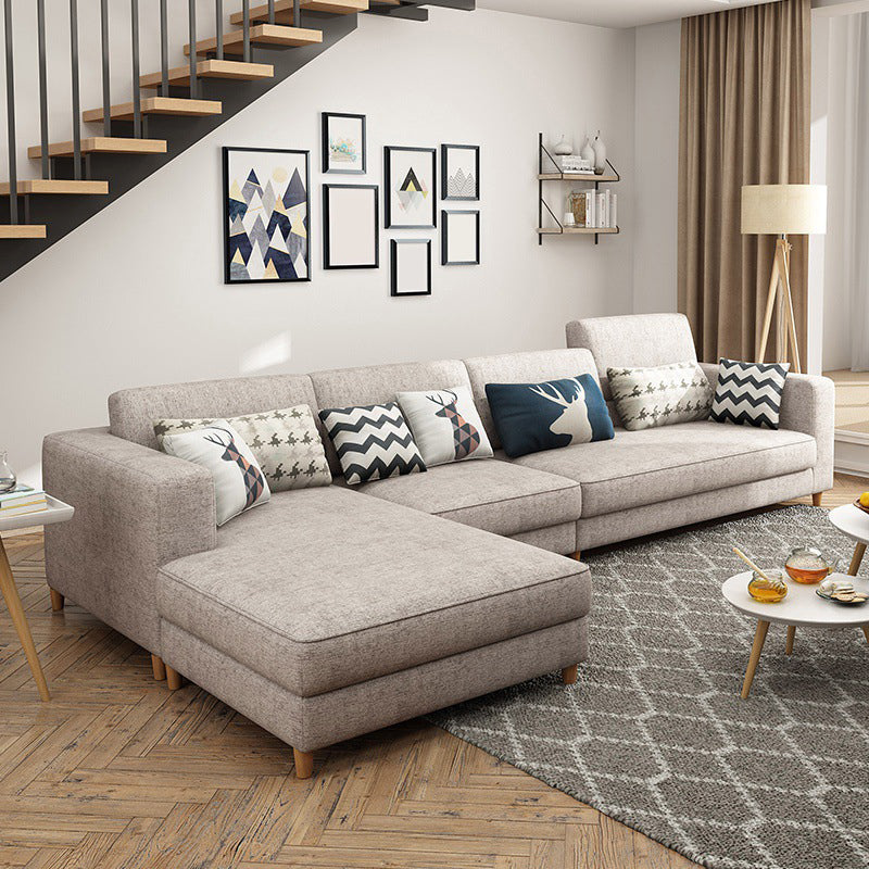 Washable Linen Sectional 129.92" L Square Arm Sectional for Living Room