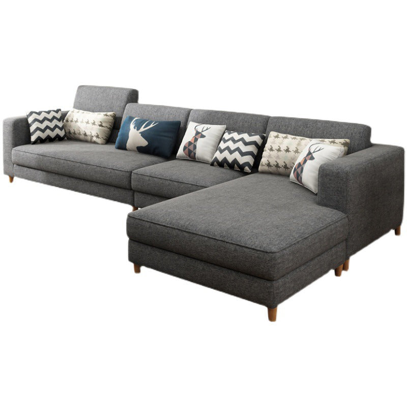 Washable Linen Sectional 129.92" L Square Arm Sectional for Living Room