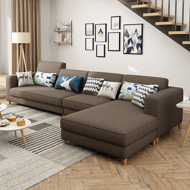 Washable Linen Sectional 129.92" L Square Arm Sectional for Living Room