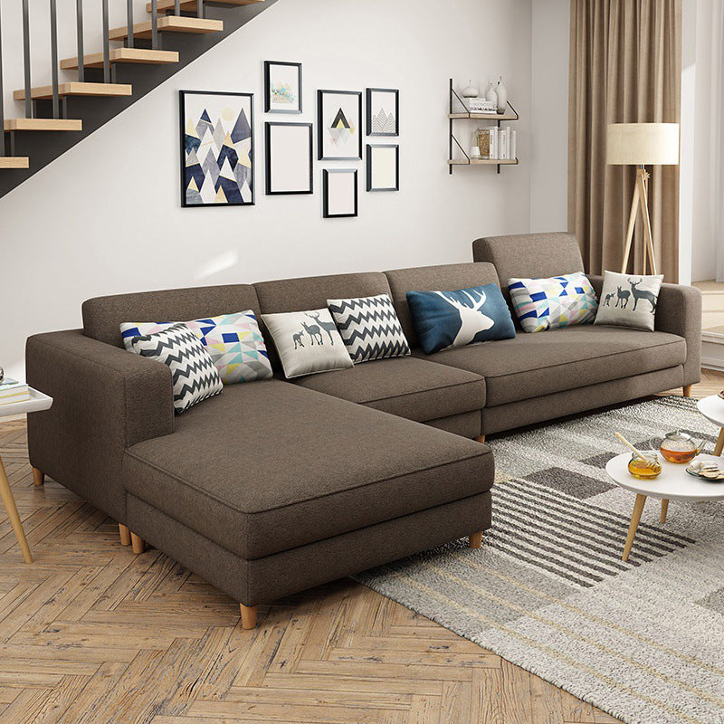 Washable Linen Sectional 129.92" L Square Arm Sectional for Living Room