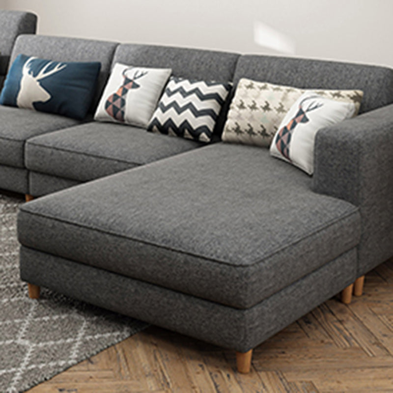 Washable Linen Sectional 129.92" L Square Arm Sectional for Living Room