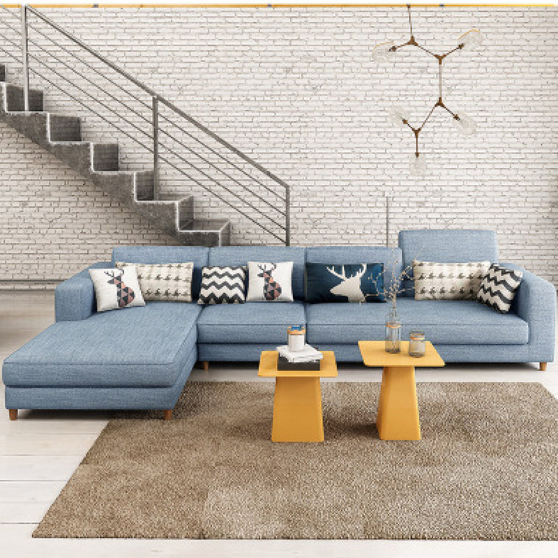 Washable Linen Sectional 129.92" L Square Arm Sectional for Living Room