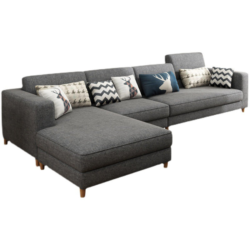 Washable Linen Sectional 129.92" L Square Arm Sectional for Living Room