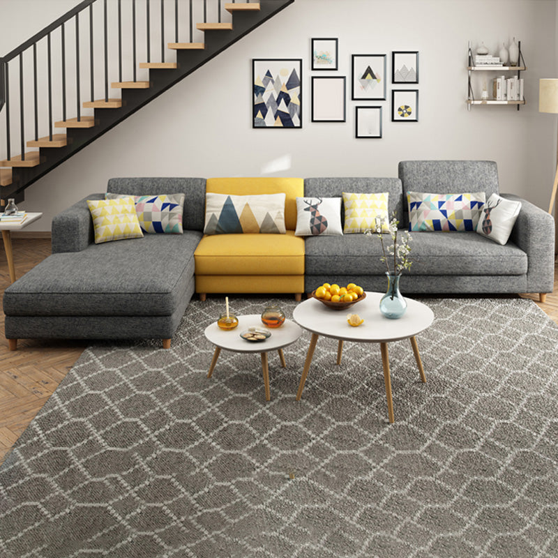 Washable Linen Sectional 129.92" L Square Arm Sectional for Living Room