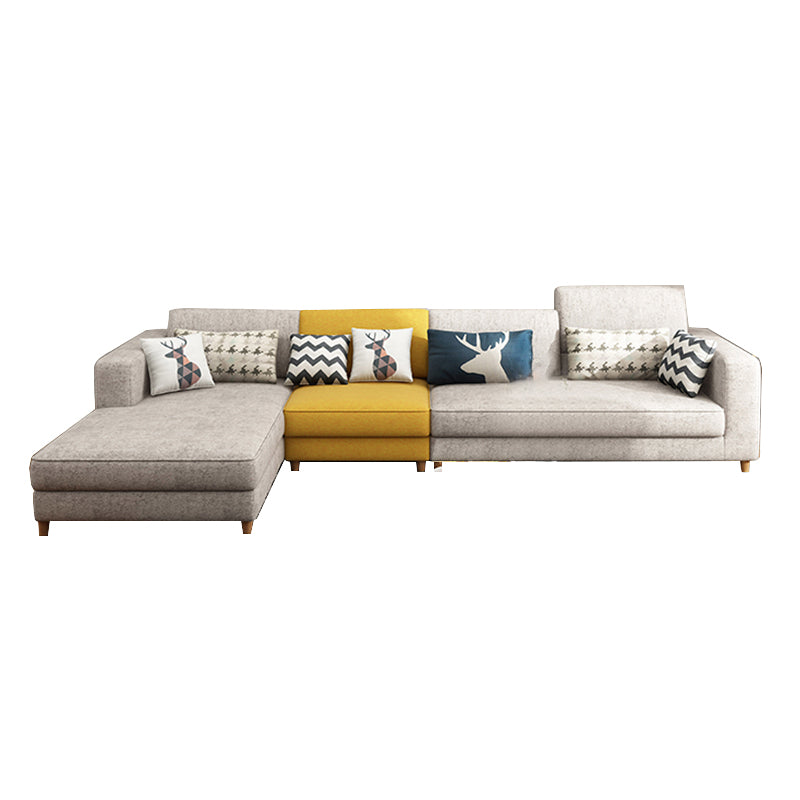 Washable Linen Sectional 129.92" L Square Arm Sectional for Living Room