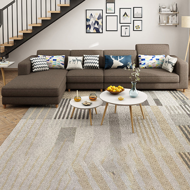 Washable Linen Sectional 129.92" L Square Arm Sectional for Living Room