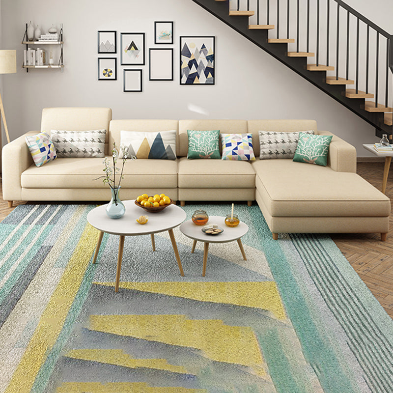 Washable Linen Sectional 129.92" L Square Arm Sectional for Living Room