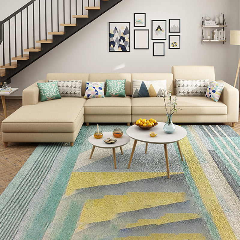 Washable Linen Sectional 129.92" L Square Arm Sectional for Living Room
