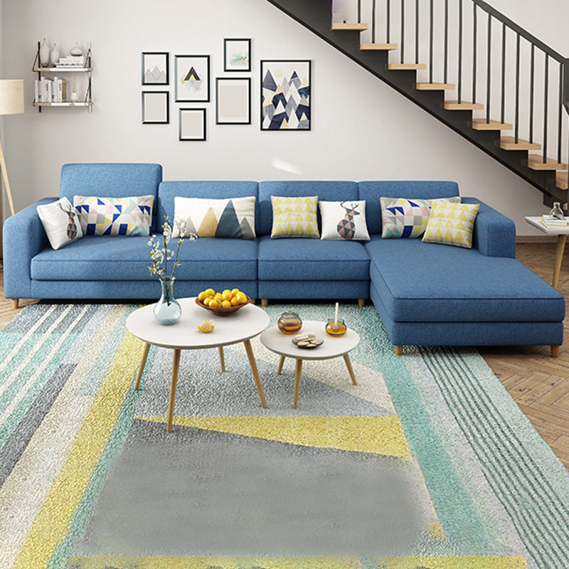 Washable Linen Sectional 129.92" L Square Arm Sectional for Living Room