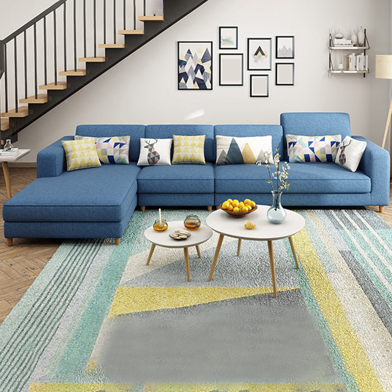 Washable Linen Sectional 129.92" L Square Arm Sectional for Living Room
