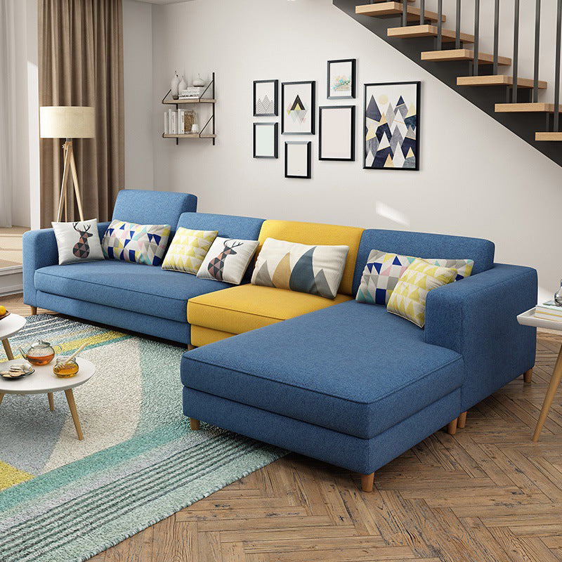 Washable Linen Sectional 129.92" L Square Arm Sectional for Living Room
